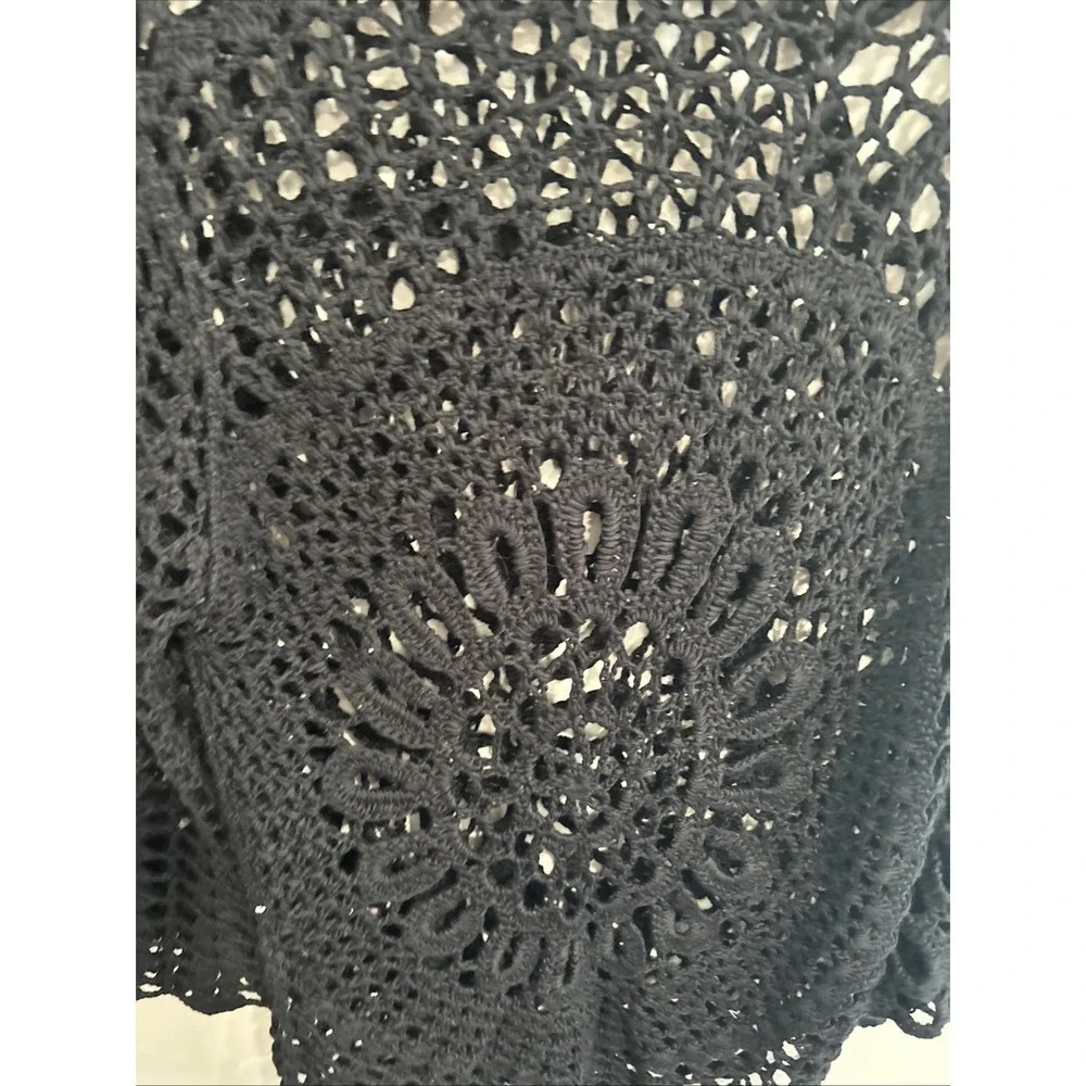 Women's XL Black Open Crochet‎ Top Swim